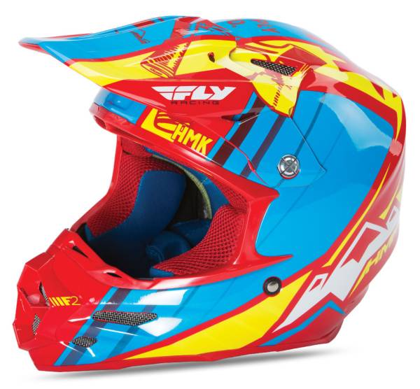 FLY RACING - F2 CARBON HMK PRO CROSS HELMET RED/BLUE/YELLOW 2X - Image 1