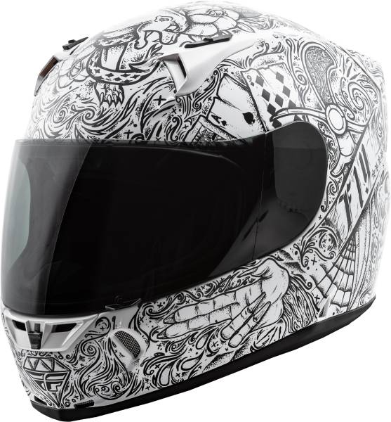 FLY RACING - REVOLT INK'N NEEDLE HELMET WHITE/BLACK XS - Image 1