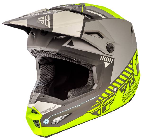 FLY RACING - ELITE HELMET MATTE BLACK/GREY/HI-VIS XS - Image 1