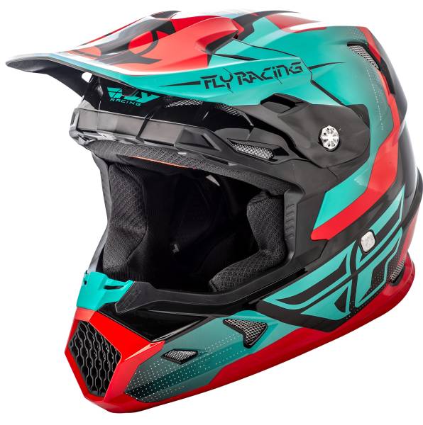 FLY RACING - TOXIN ORIGINAL HELMET RED/TEAL/BLACK XS - Image 1