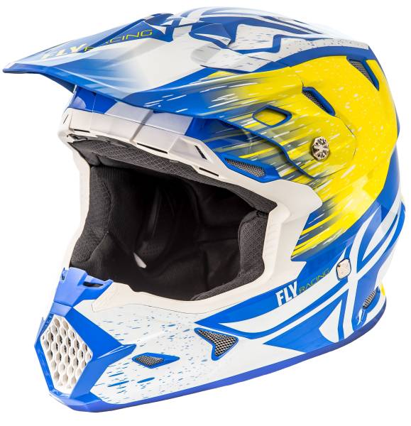 FLY RACING - TOXIN RESIN HELMET WHITE/YELLOW/BLUE 2X - Image 1