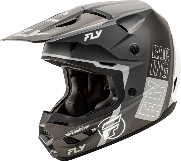 FLY RACING - KINETIC RALLY HELMET MATTE GREY/BLACK/WHITE 2X - Image 1