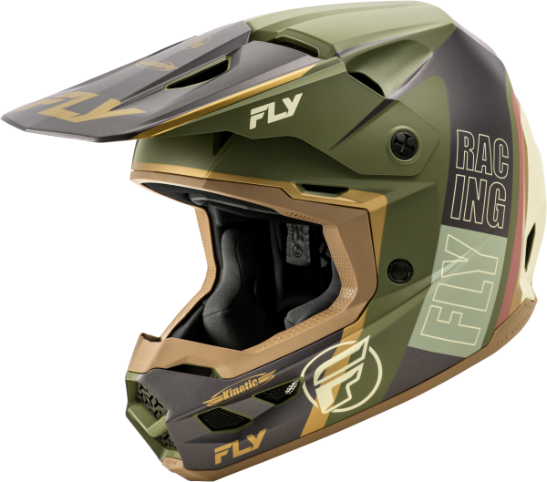 FLY RACING - KINETIC RALLY HELMET MATT MOSS GRY/KHAKI/OFF-WHT 2X - Image 1