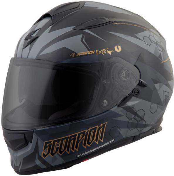 SCORPION EXO - EXO-T510 FULL-FACE HELMET CIPHER BLACK/GOLD 2X - Image 1