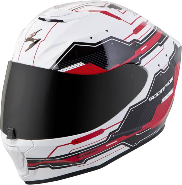 SCORPION EXO - EXO-R420 FULL-FACE HELMET TECHNO WHITE/RED 2X - Image 1