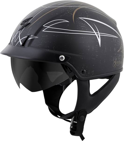 SCORPION EXO - EXO-C110 OPEN-FACE HELMET PINSTRIPE BLACK/GOLD 2X - Image 1