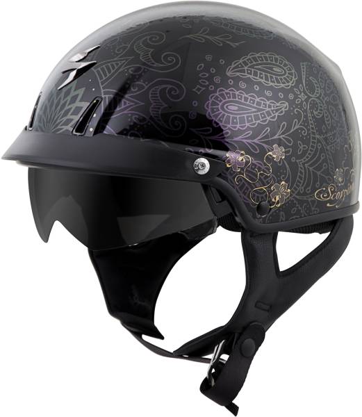 SCORPION EXO - EXO-C110 OPEN-FACE HELMET AZALEA BLACK/GOLD XS - Image 1