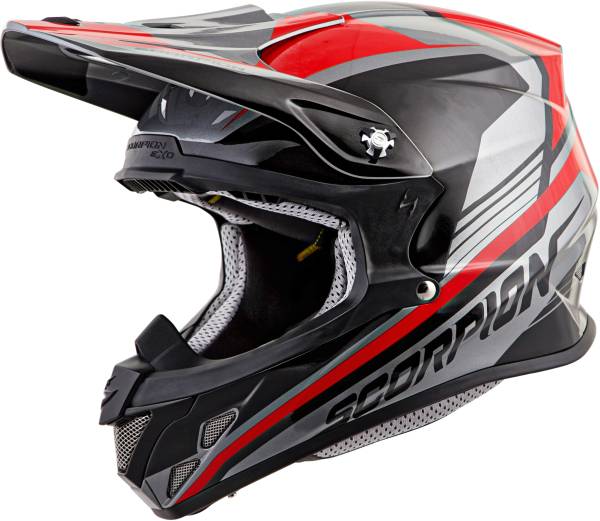 SCORPION EXO - VX-R70 OFF-ROAD HELMET ASCEND SILVER/RED 2X - Image 1