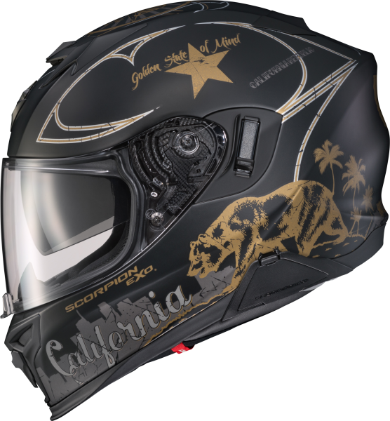 SCORPION EXO - EXO-T520 HELMET GOLDEN STATE MATTE BLACK 2X - Image 1