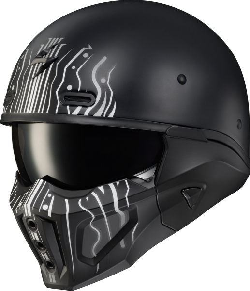 SCORPION EXO - COVERT X OPEN-FACE HELMET TRIBE MATTE BLACK/WHITE 2X - Image 1