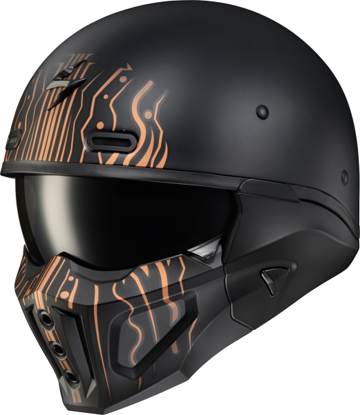 SCORPION EXO - COVERT X OPEN-FACE HELMET TRIBE MATTE BLACK/COPPER 2X - Image 1