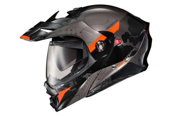 SCORPION EXO - EXO-AT960 MODULAR HELMET TOPOGRAPHIC BLACK/ORANGE 2X - Image 1