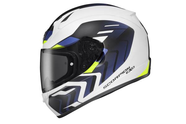 SCORPION EXO - EXO-R320 FULL-FACE HELMET ALCHEMY WHITE/BLUE/HI-VIZ 2X - Image 1