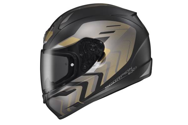 SCORPION EXO - EXO-R320 FULL-FACE HELMET ALCHEMY BLACK/GOLD/GREY 2X - Image 1