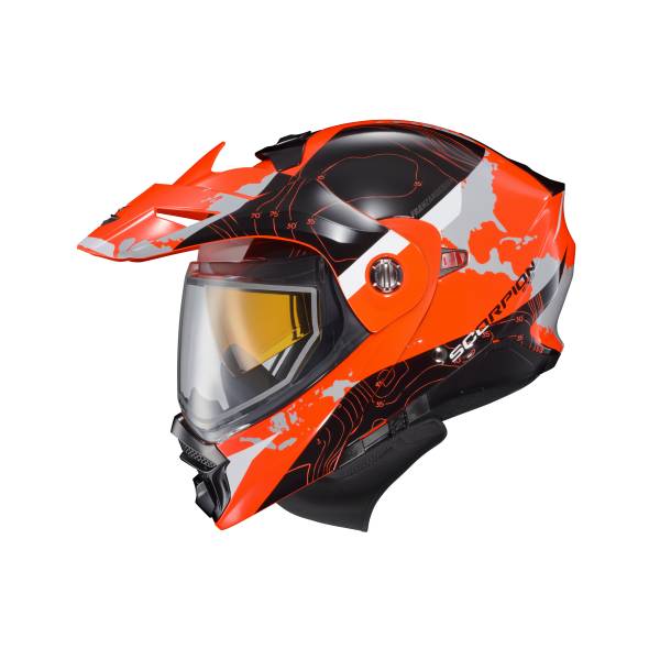 SCORPION EXO - EXO-AT960 COLD WEATHER HELMET TOPOGRAPHIC HI-VIZ ORG 2X DUAL - Image 1