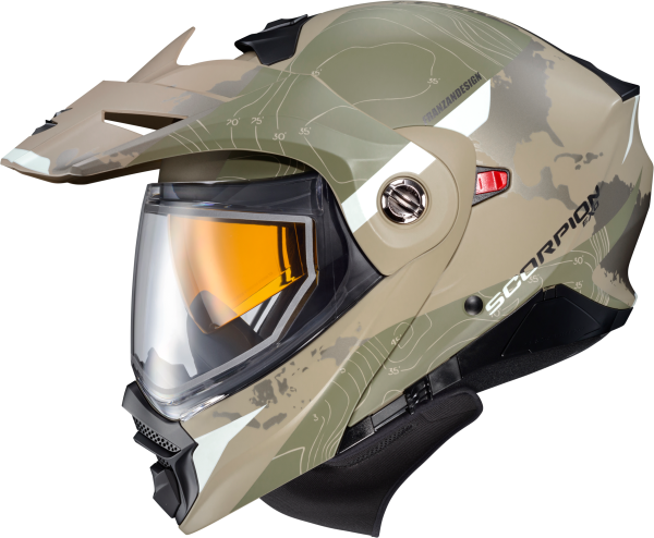 SCORPION EXO - EXO-AT960 COLD WEATHER HELMET TOPOGRAPHIC SAND/GRN 2X (DUAL) - Image 1