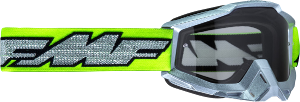 FMF VISION - POWERBOMB GOGGLE ROCKET SILVER/LIME W/CLEAR LENS - Image 1