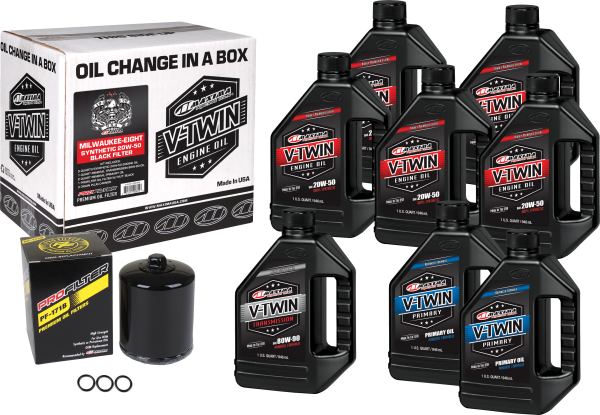 MAXIMA - V-TWIN OIL CHANGE KIT SYN M8 BLACK FILTER - Image 1