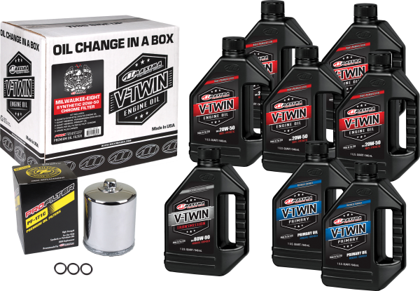 MAXIMA - V-TWIN OIL CHANGE KIT SYN M8 CHROME FILTER - Image 1