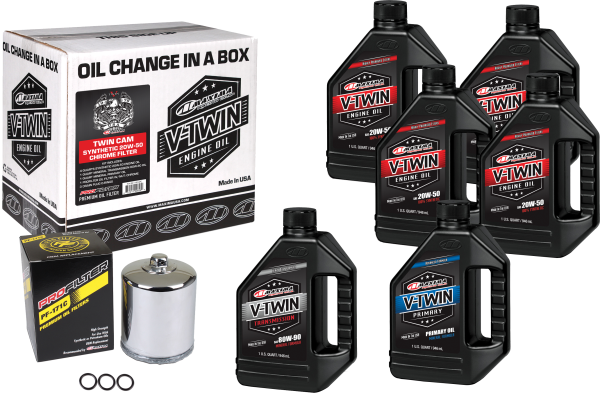 MAXIMA - V-TWIN OIL CHANGE KIT SYN TC CHROME FILTER - Image 1