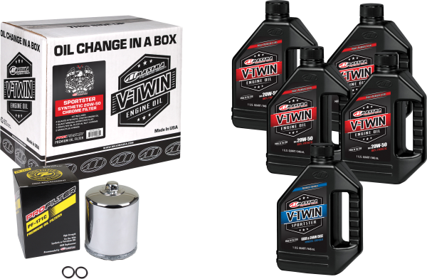 MAXIMA - V-TWIN OIL CHANGE KIT SYN XL CHROME FILTER - Image 1