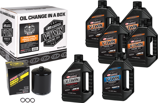 MAXIMA - V-TWIN OIL CHANGE KIT MINERAL EVO  BLACK FILTER - Image 1