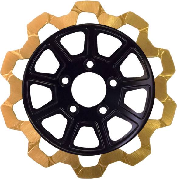 LYNDALL BRAKES - 9 SPOKE ROTOR FRONT BLK/SGOLD BOW TIE 11.8" - Image 1