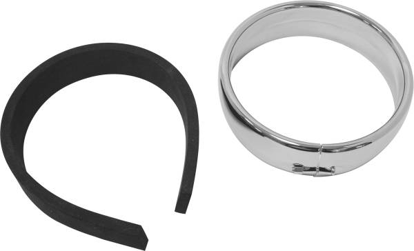 HARDDRIVE - FRENCHED HEADLIGHT TRIM RING CHROME 5-3/4 CLAMP STYLE - Image 1