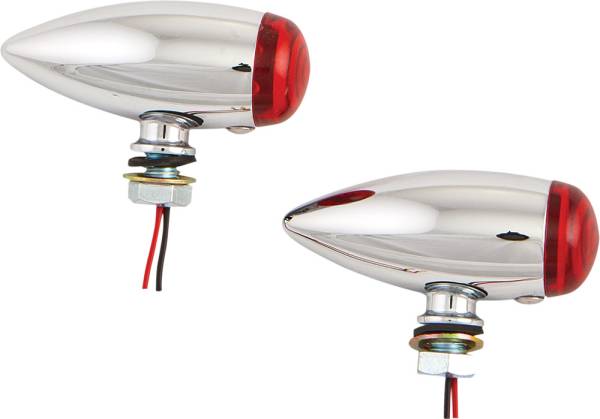 HARDDRIVE - LED BULLET MARKER LIGHT CHROME W/RED LENS - Image 1