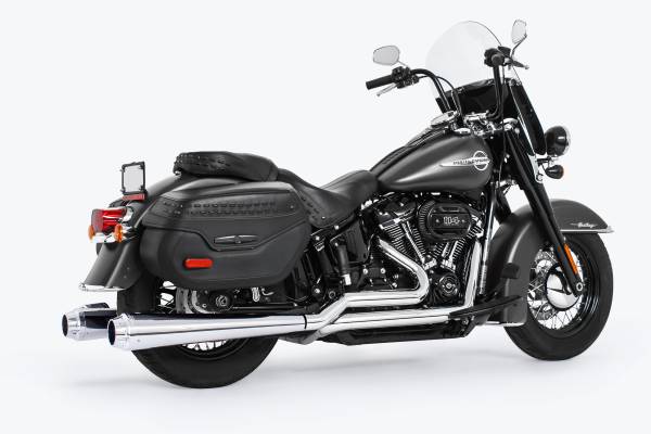 FREEDOM - AMERICAN OUTLAW DUALS 4.5" CHROME W/CHROME TIP M8 SOFTAIL - Image 1