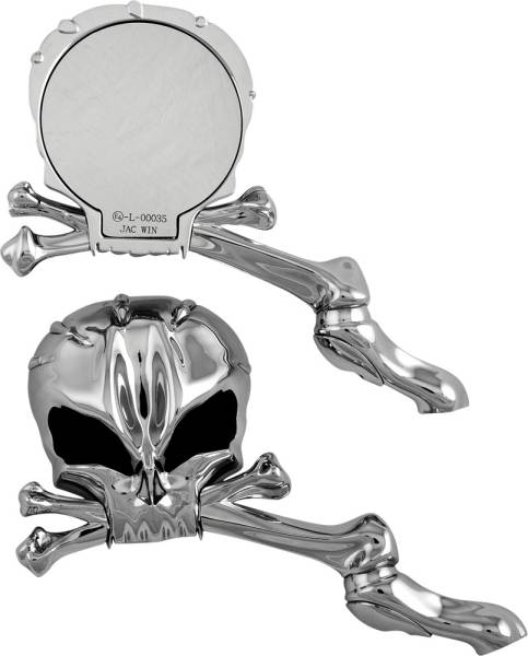 HARDDRIVE - SKULL HEAD MIRROR SET CHROME - Image 1