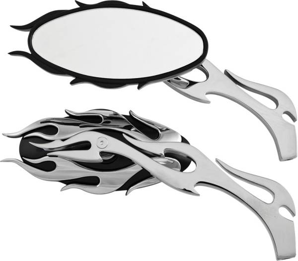 HARDDRIVE - MIRRORS FLAME W/FLAME STEM BLACK/CHROME - Image 1