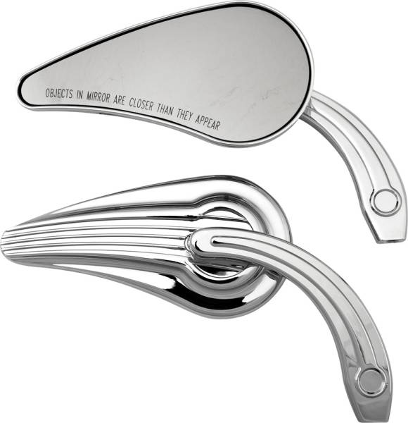 HARDDRIVE - CAUDAL FIN MIRROR SET W/RAISED RIB STEM CHROME - Image 1