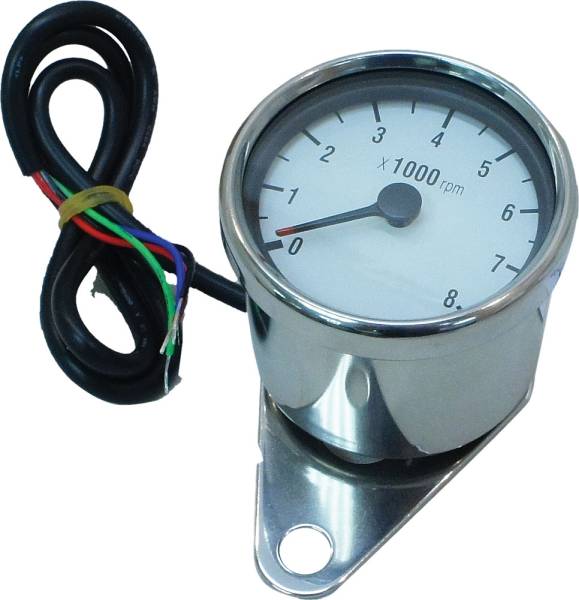 HARDDRIVE - MINI 8000 RPM TACHOMETER WHITE FACE - Image 1