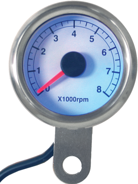 HARDDRIVE - 48MM MINI TACHOMETER 8000 RPM WHITE FACE - Image 1