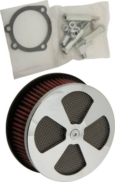 HARDDRIVE - ROUND AIR CLEANER HP 4-SPOKE CHROME 5-7/8" - Image 1