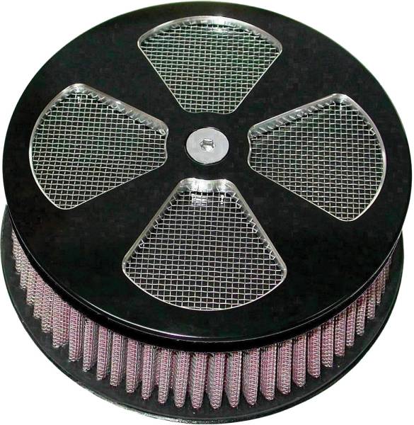 HARDDRIVE - ROUND AIR CLEANER HP 4-SPOKE BLACK 5-7/8" - Image 1