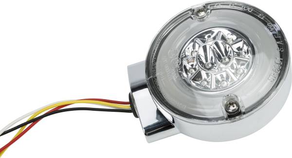 HARDDRIVE - TURN/STOP COMBO LED AMBER/RED CHROME W/CLEAR LENS - Image 1