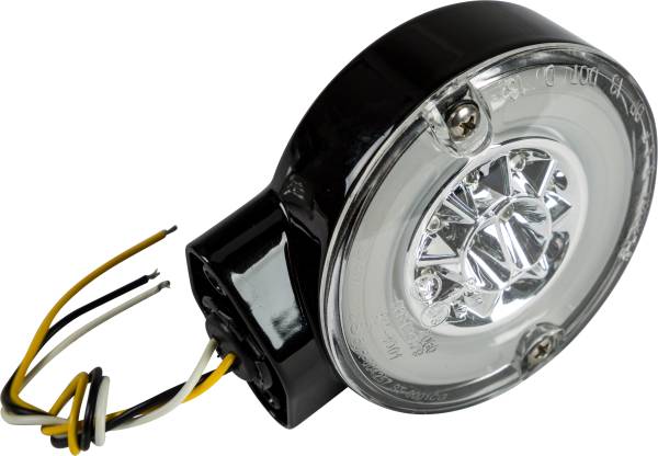 HARDDRIVE - DUAL FUNCTION FRONT TURN SIGNAL BLACK W/CLEAR LENS - Image 1