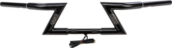 HARDDRIVE - MATTE BLACK Z BARS 6" RISE W/LED TURNSIGNALS - Image 1