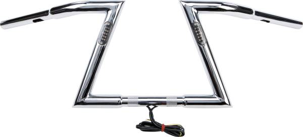 HARDDRIVE - CHROME Z BARS 10" RISE W/LED TURNSIGNALS - Image 1