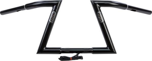 HARDDRIVE - MATTE BLACK Z BARS 10" RISE W/LED TURNSIGNALS - Image 1