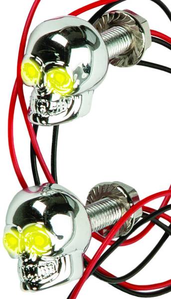 HARDDRIVE - LIGHTED SKULL LIC PLATE SCREW YELLOW - Image 1