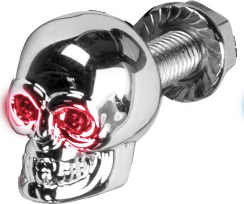 HARDDRIVE - LIGHTED SKULL LIC PLATE SCREW RED - Image 1