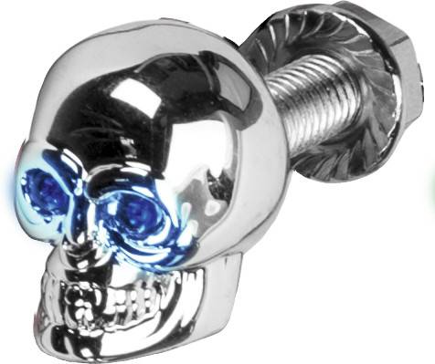 HARDDRIVE - LIGHTED SKULL LIC PLATE SCREW BLUE - Image 1