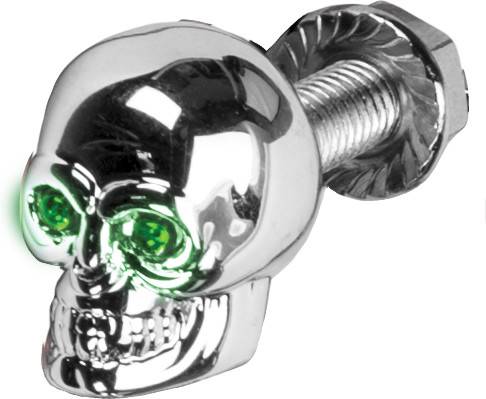 HARDDRIVE - LIGHTED SKULL LIC PLATE SCREW GREEN - Image 1