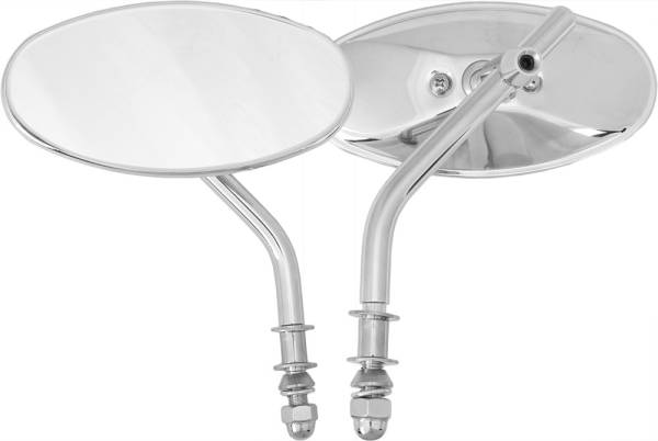 HARDDRIVE - OVAL MIRROR CHROME SHORT STEM - Image 1