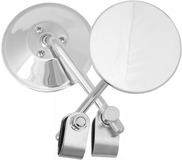 HARDDRIVE - UNIVERSAL 4" ROUND MIRROR 4" STEM CHROME - Image 1