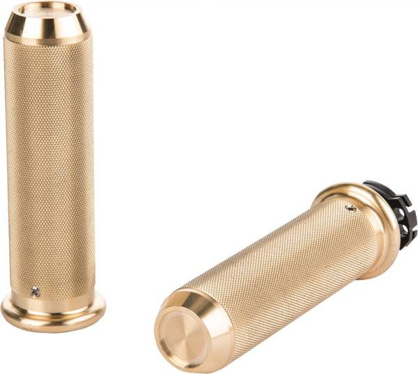 HARDDRIVE - KNURLED GRIPS CABLE THROTTLE BRASS 1 IN - Image 1