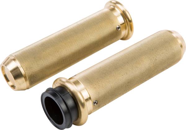 HARDDRIVE - KNURLED GRIPS THROTTLE BY WIRE BRASS 1 IN - Image 1